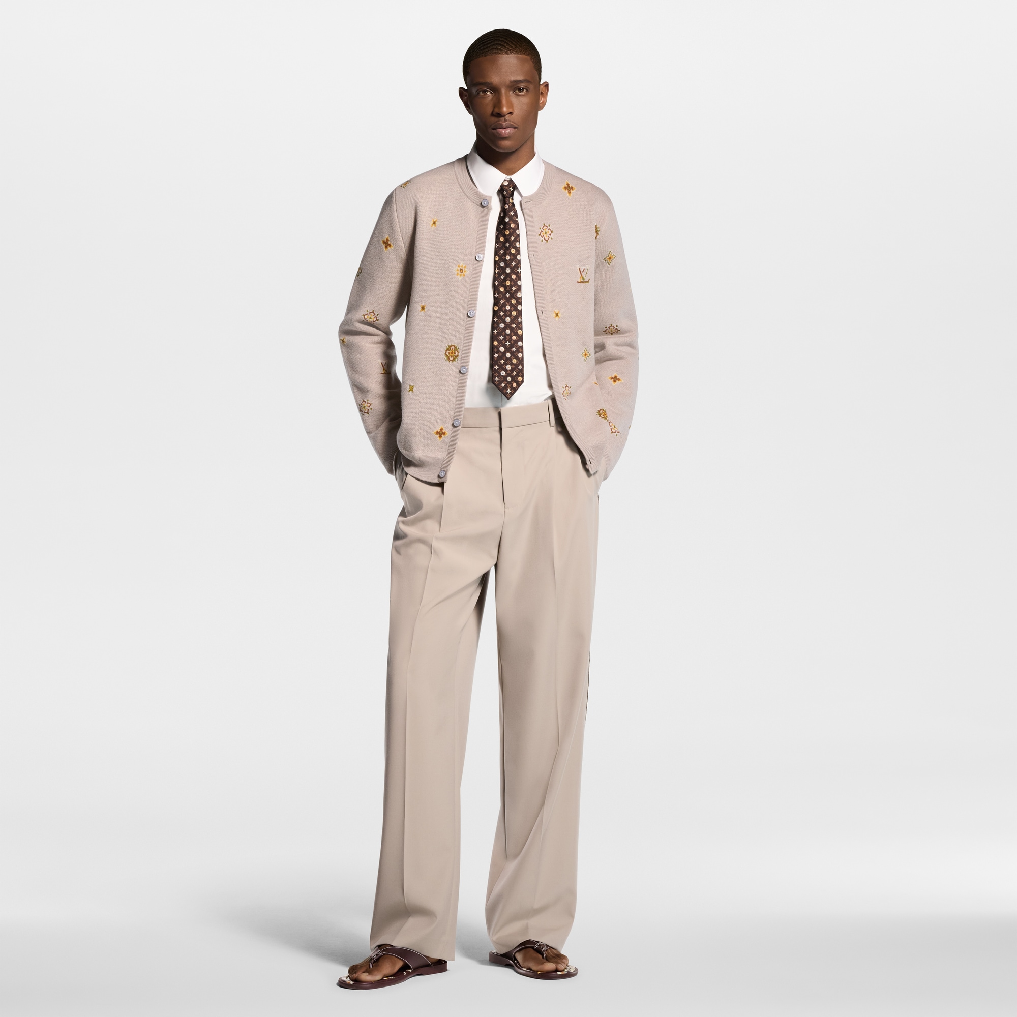Collarless Jacquard Cardigan - Men - Ready-to-Wear | LOUIS VUITTON ®